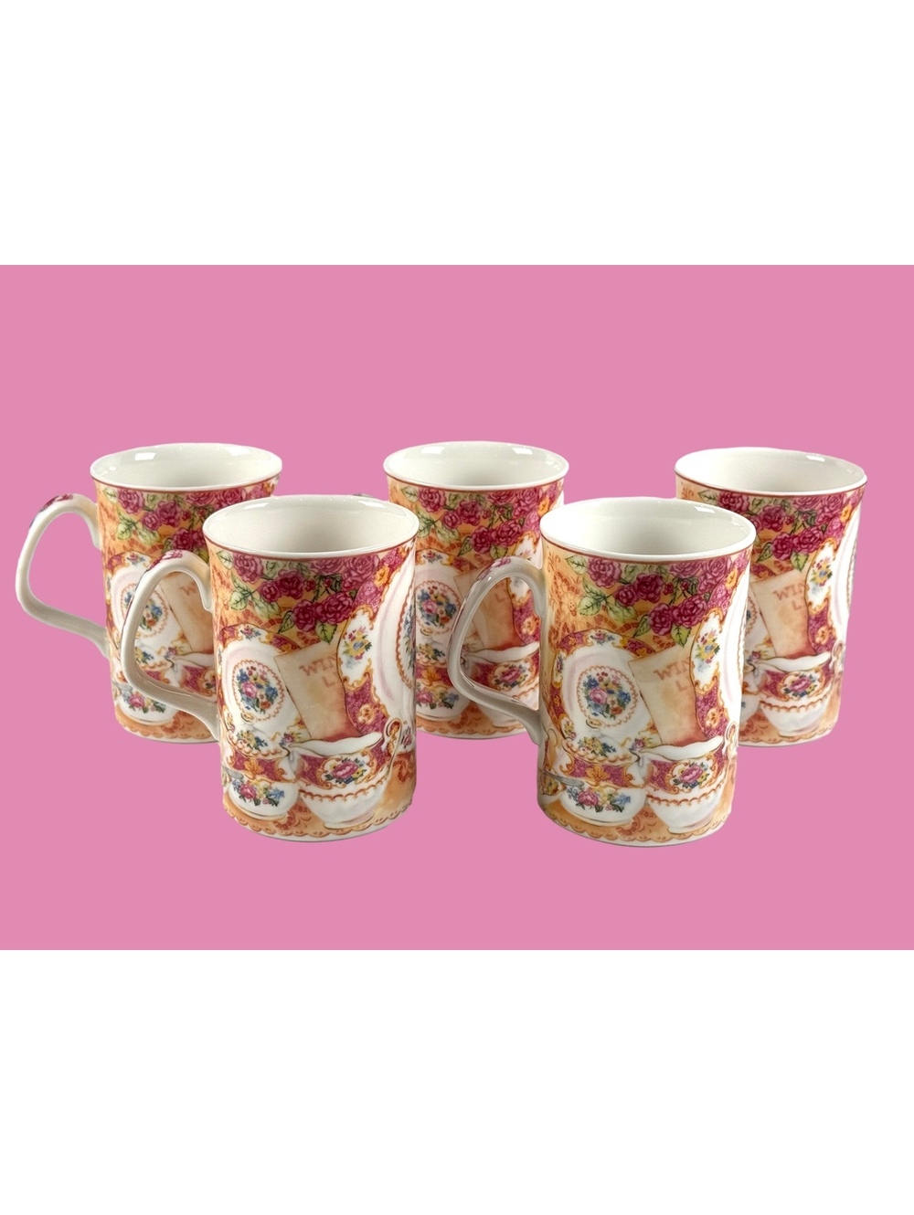 Set of 5 Royal Albert Lady Carlyle Afternoon Fine China Mugs Floral Tea Party